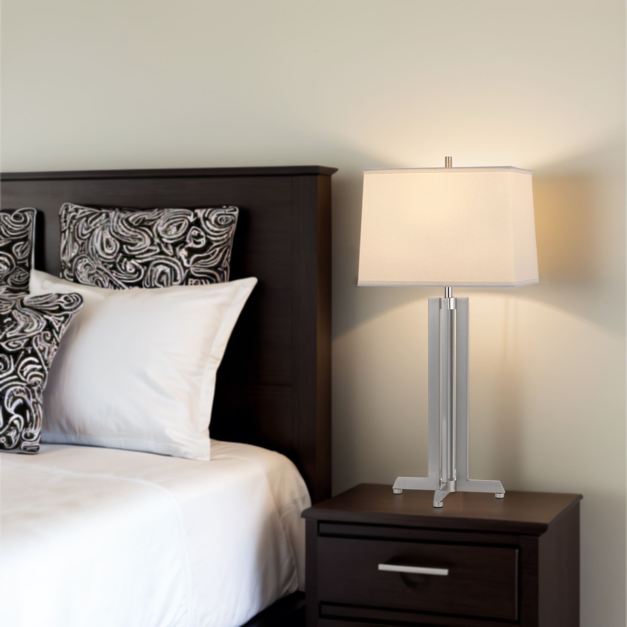 Image 4 100W Lakewood Metal Table Lamp with Rectangular Hardback Fabric Shade more views