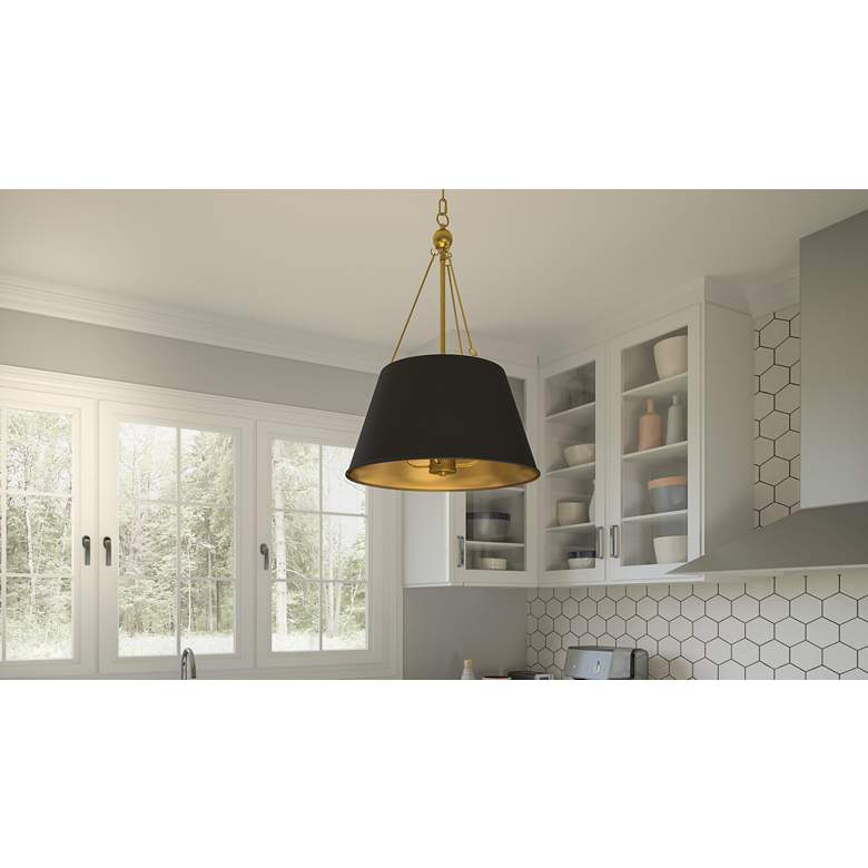 Image 1 Quoizel Aberdale 18 1/2" Wide Gold and Matte Black Shade Pendant in scene