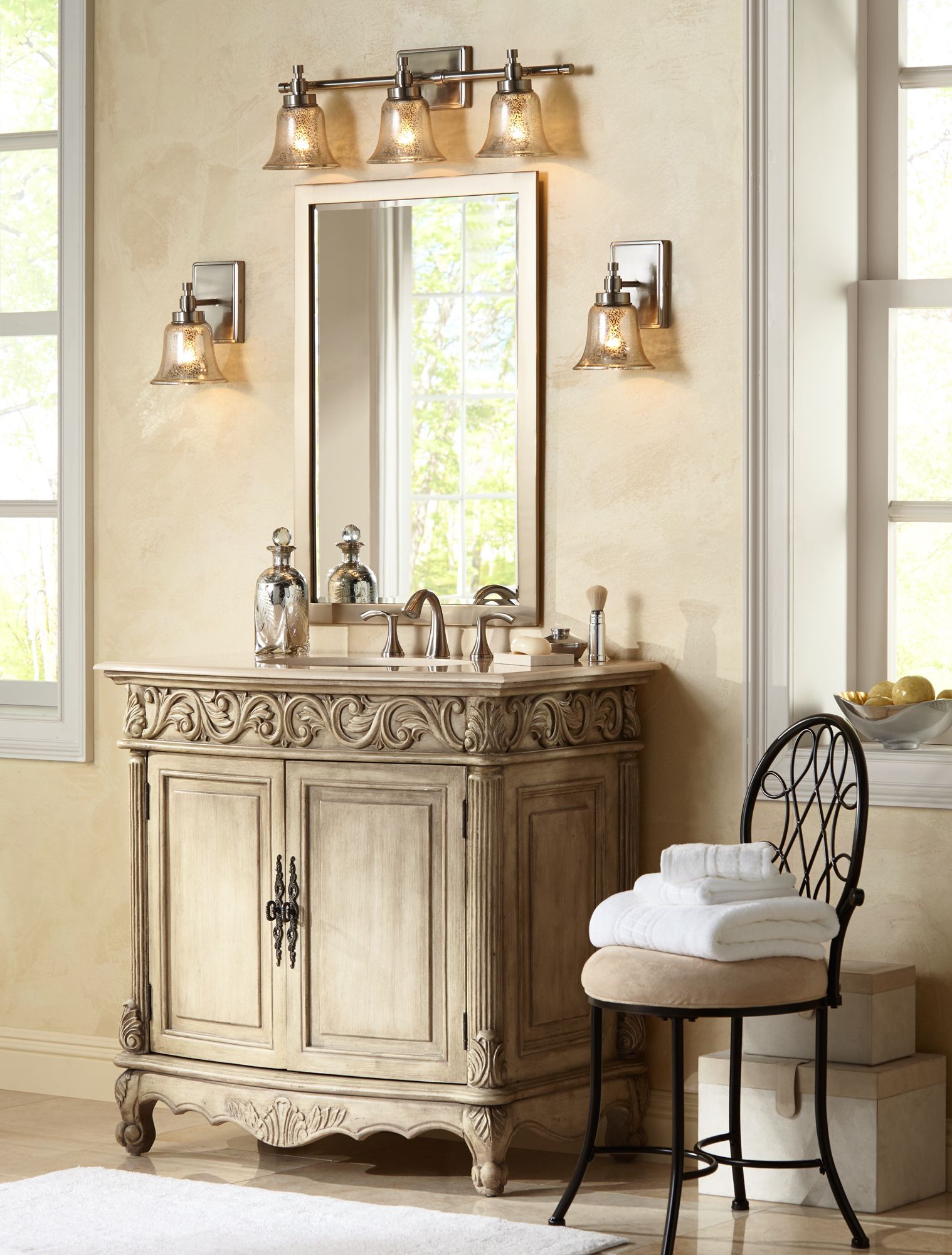 Image 1 Possini Euro Metzeo French Brass 22" x 33" Wall Mirror in scene