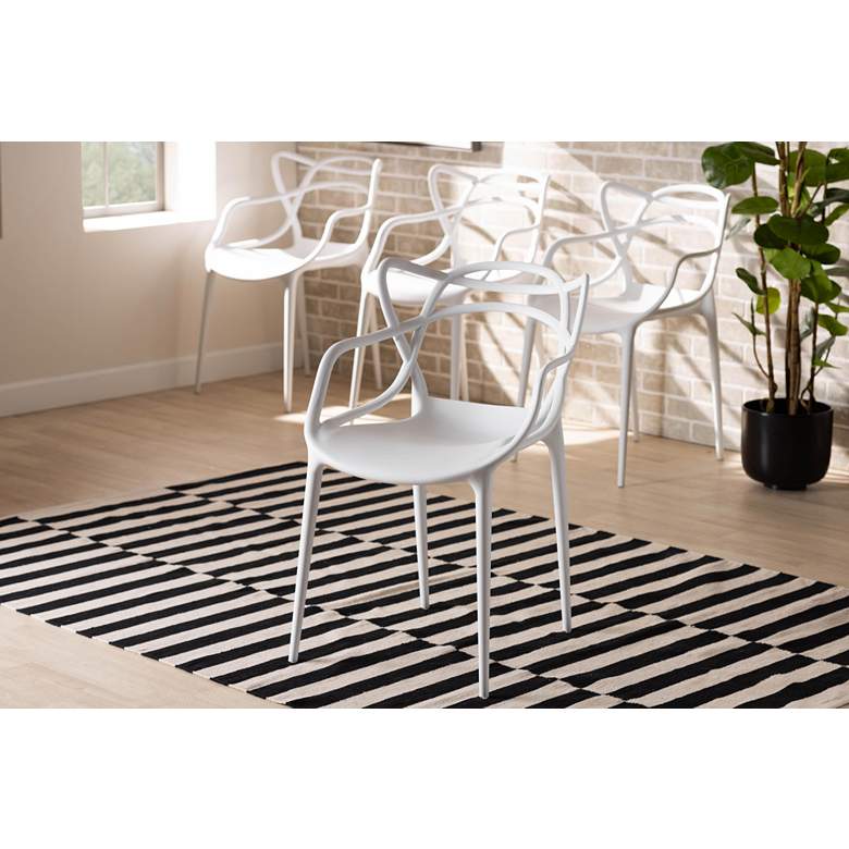 Image 1 Baxton Studio Landry White Stackable Dining Chairs Set of 4 in scene