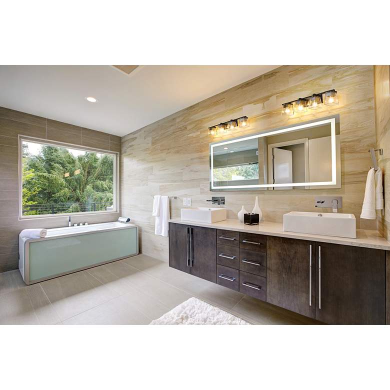 Image 1 Bleeker Street 33"W Matte Black and Brushed Nickel 4-Light Bath Light in scene