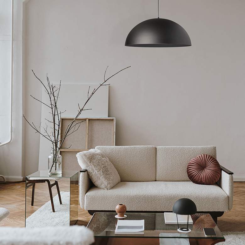 Image 1 Ofelia 20" Wide Matte Black Dome Pendant Light in scene