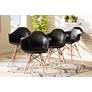 Galen Black Plastic Oak Brown Wood Dining Chairs Set of 4 in scene