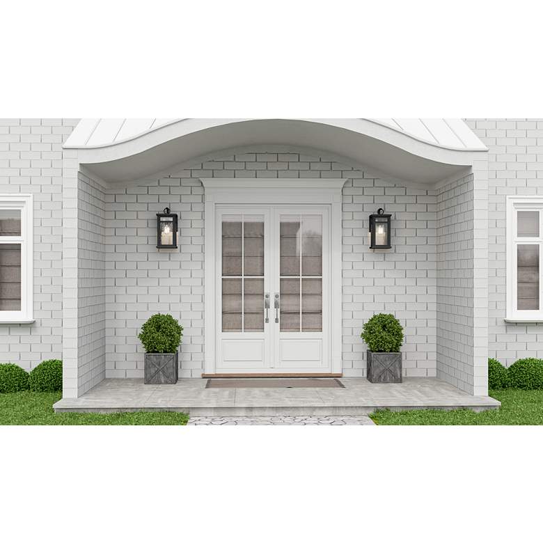 Image 1 Quoizel Moira 15 3/4" High Earth Black Outdoor Wall Light in scene
