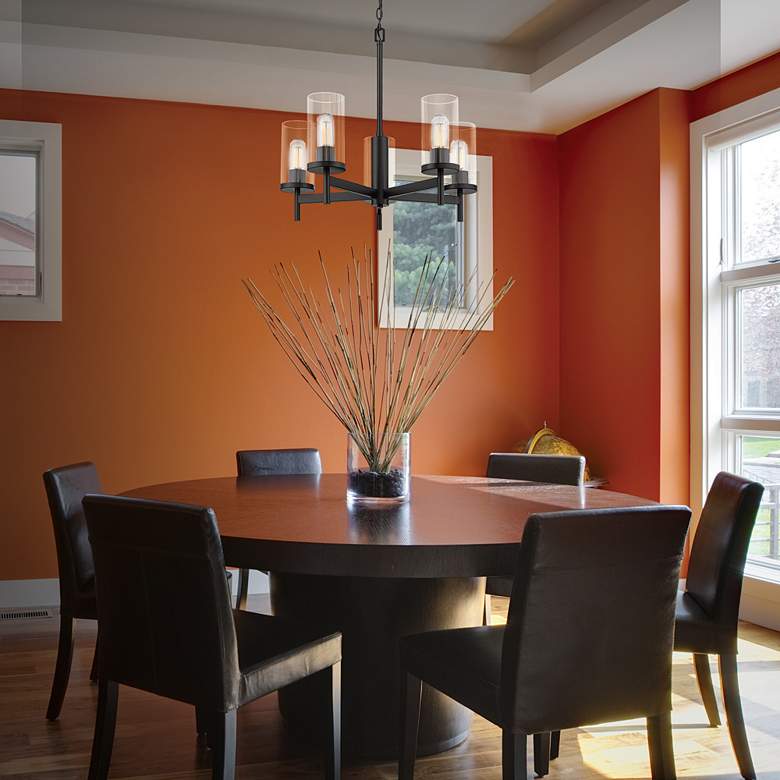 Image 1 Winslett 23 3/4" Wide Matte Black 5-Light Chandelier in scene