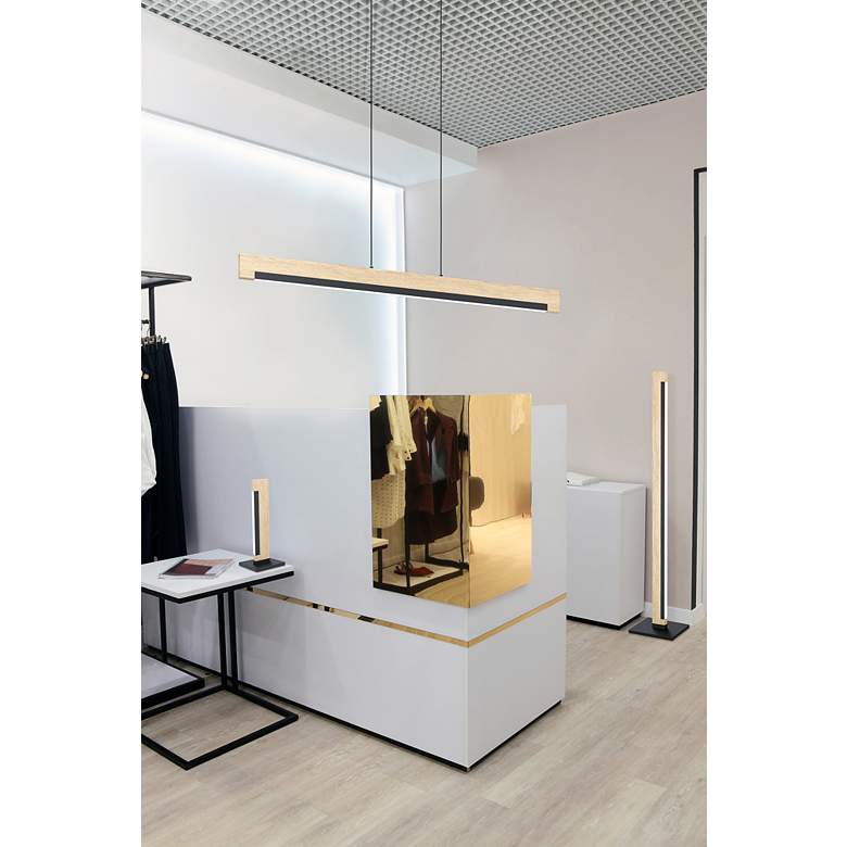 Image 1 Eglo Camacho Natural and Black LED Column Floor Lamp in scene