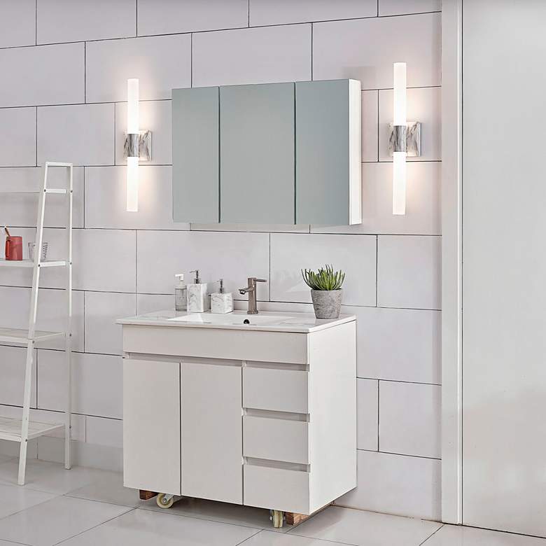 Image 1 Edinburgh 24" Wide White Faux Marble LED Vanity Light in scene