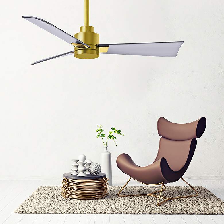 Image 1 72" Matthews Alessandra Brass and Nickel Ceiling Fan with Remote in scene
