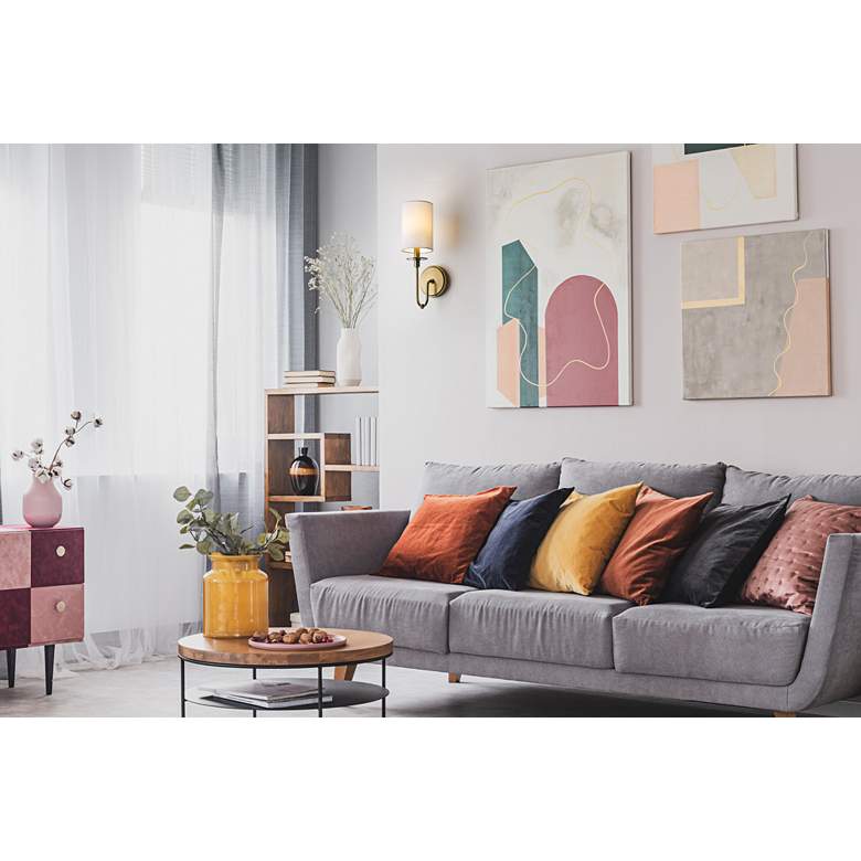 Image 1 Ella 15 1/2" High Rubbed Brass Wall Sconce in scene