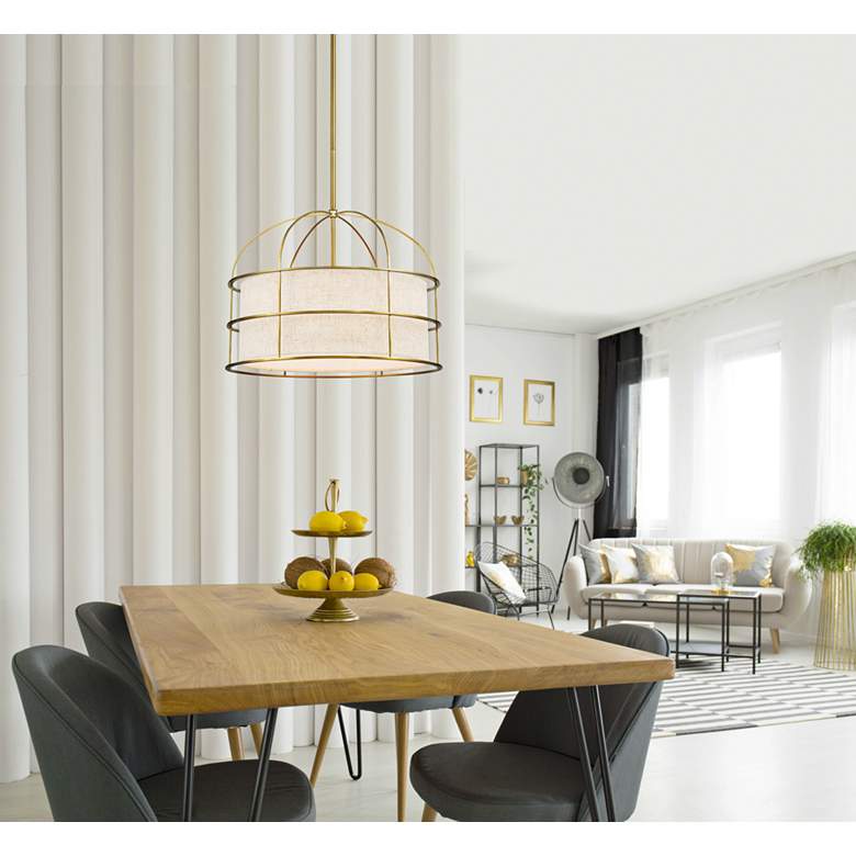 Image 1 Gateway Park 20" Wide Soft Brass 5-Light Drum Pendant in scene