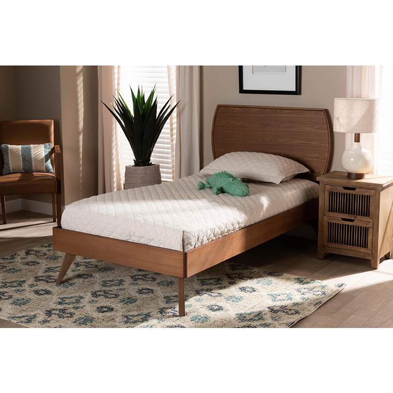 Image 1 Baxton Studio Aimi Walnut Brown Twin Size Platform Bed in scene
