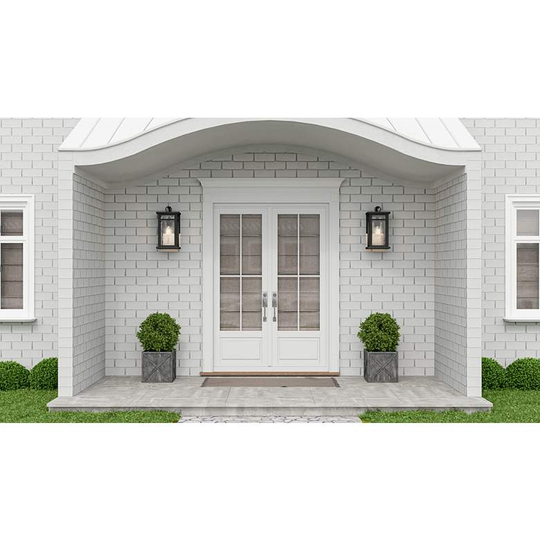 Image 1 Quoizel Moira 17 1/2" High Earth Black Outdoor Wall Light in scene