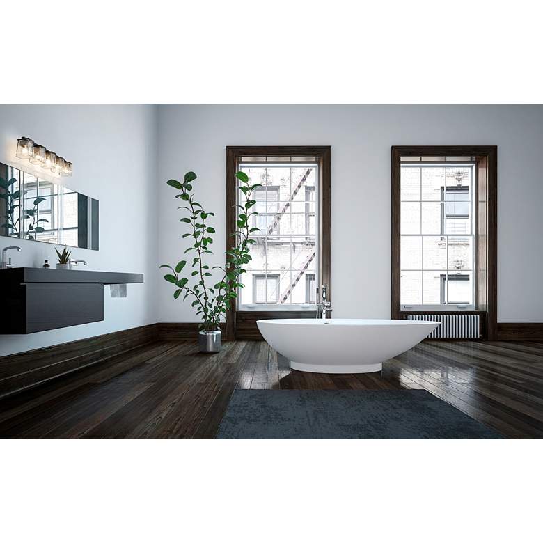 Image 1 Bleeker Street 42 1/2"W Matte Black Brushed Nickel 5-Light Bath Light in scene