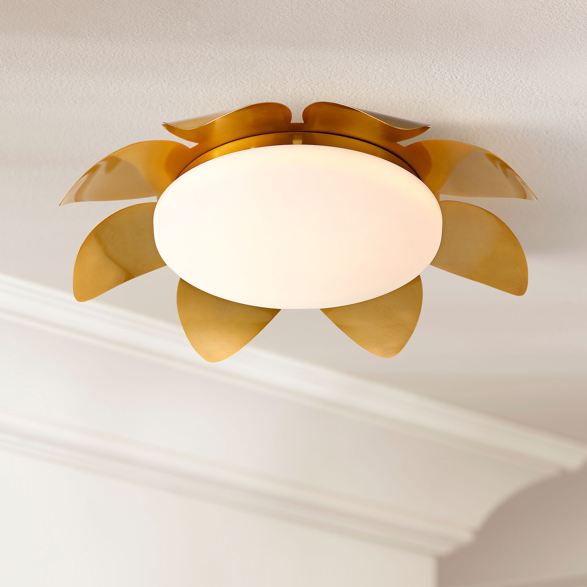 Thumbnail1 of Possini Euro Radiance 16" Wide Brass Flower LED Ceiling Light in scene