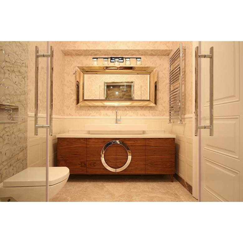 Image 1 Bleeker Street 42 1/2" Wide Matte Black and Chrome 5-Light Bath Light in scene