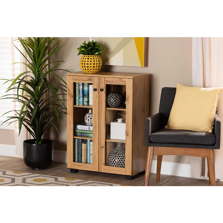 Image 1 Mason 23 1/2" Wide Oak Brown 2-Door Storage Cabinet in scene