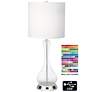 10A77 - Nickel and Clear Glass Table Lamp with USB ports