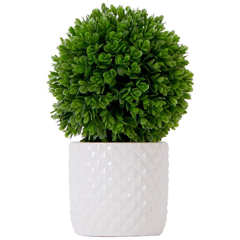 Image 1 10in. Artificial Boxwood Topiary Plant with Decorative Planter