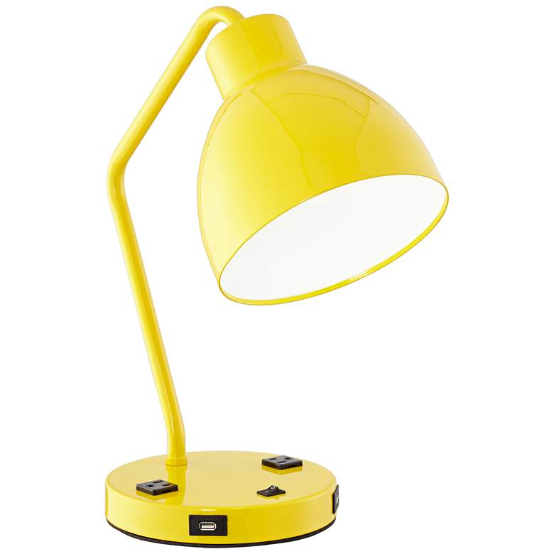 Image 1 10K61 - Yellow Desk lamp with 1 outleat and 1 USB