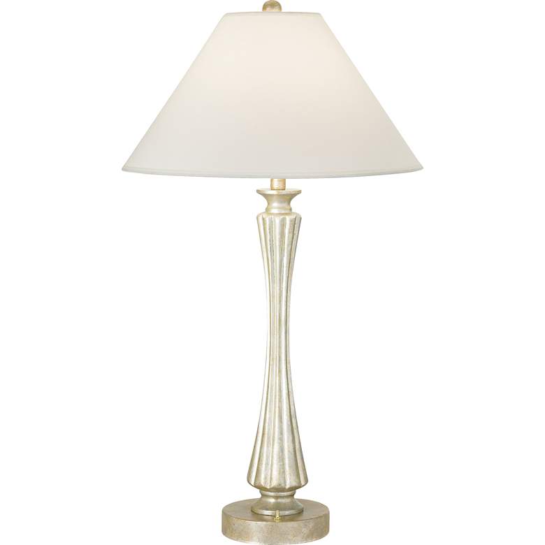 Image 1 10M50 - Faux Silver Finish Table Lamp with Empire Shade