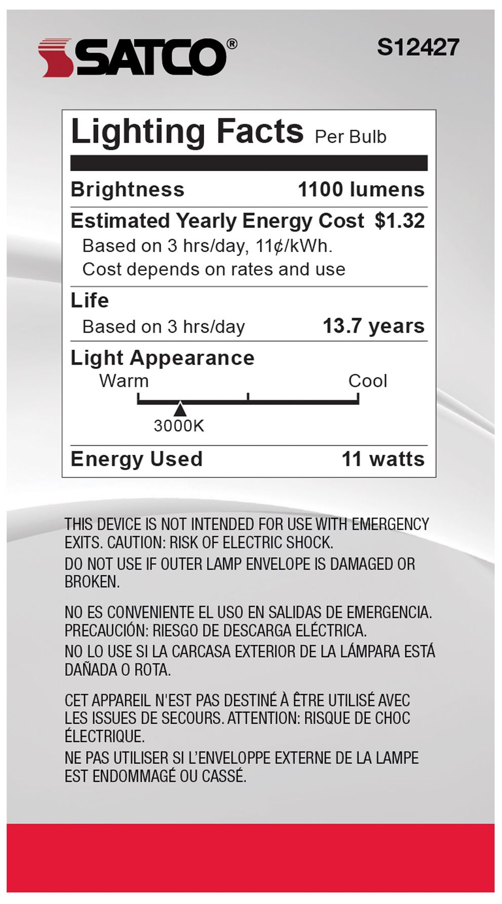 Image 4 10W Equivalent 14W LED Dimmable E26 3000K A19 Light Bulb by Satco more views