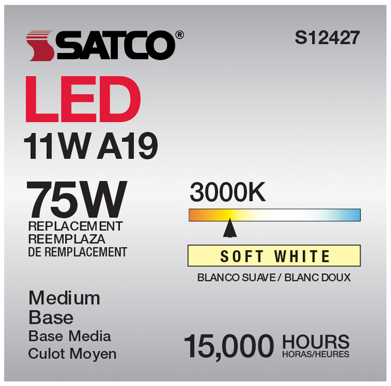 Image 6 10W Equivalent 14W LED Dimmable E26 3000K A19 Light Bulb by Satco more views
