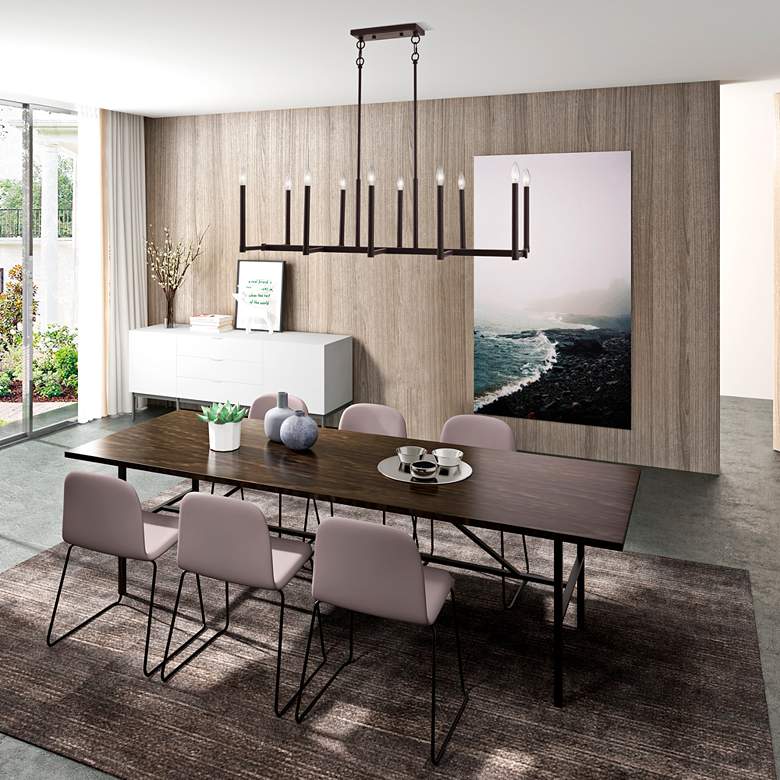 Image 1 Alpine 42 1/2" Wide Bronze 10-Light Linear Chandelier in scene