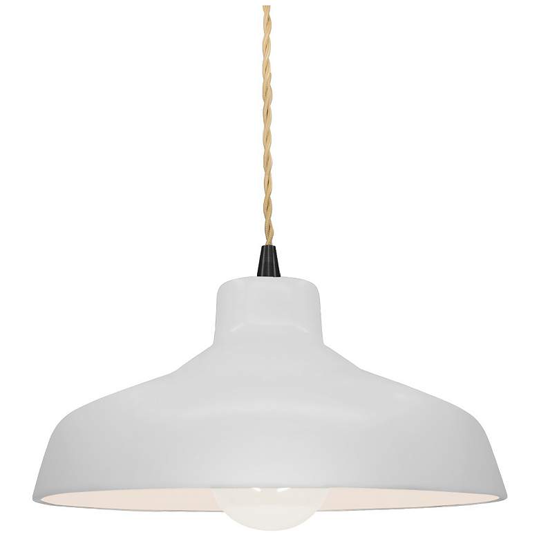 Image 1 11.5"W Bisque Frame Matte Black Small Loft Beige Twisted LED Pendant