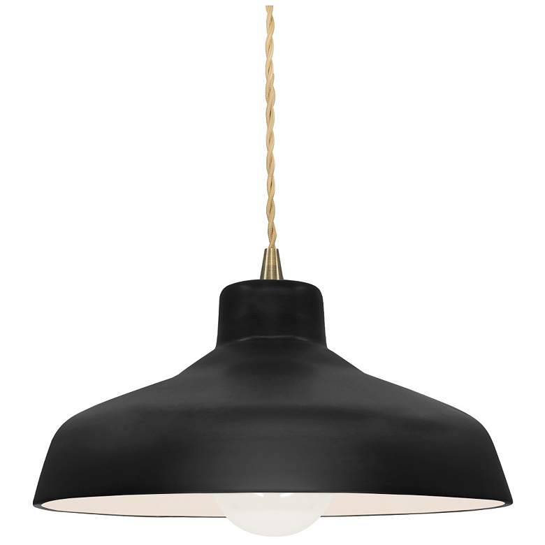 Image 1 11.5"W Carbon Frame Antique Brass Small Loft Beige Twisted LED Pendant