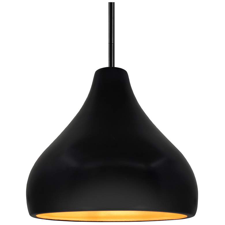 Image 1 11.5"W Carbon/Gold Frame Matte Black Droplet Rigid Stem Kit Pendant