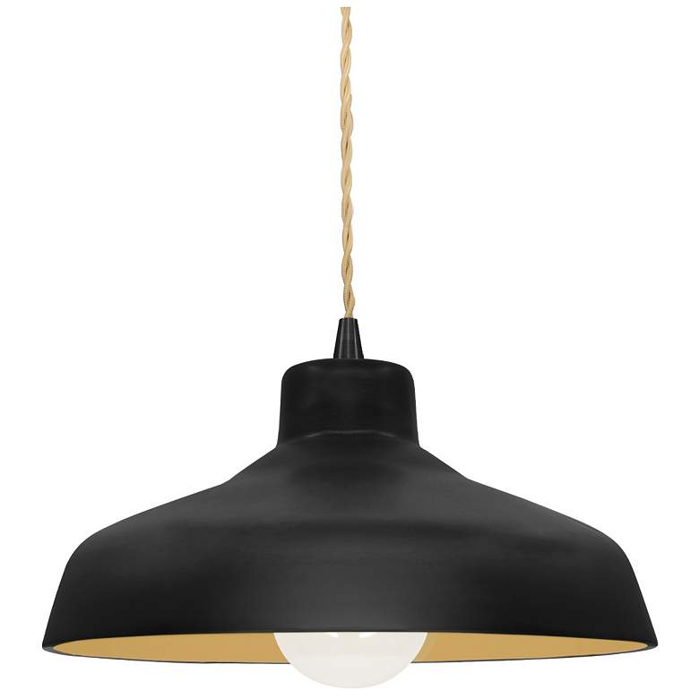 Image 1 11.5"W Carbon/Gold Frame Matte Black Small Loft Beige Twisted LED Pend