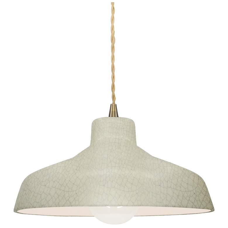 Image 1 11.5"W Celadon Frame Antique Brass Small Loft Beige Twisted LED Pendan
