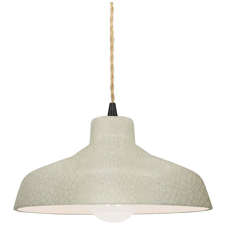 Image 1 11.5"W Celadon Frame Matte Black Small Loft Beige Twisted LED Pendant