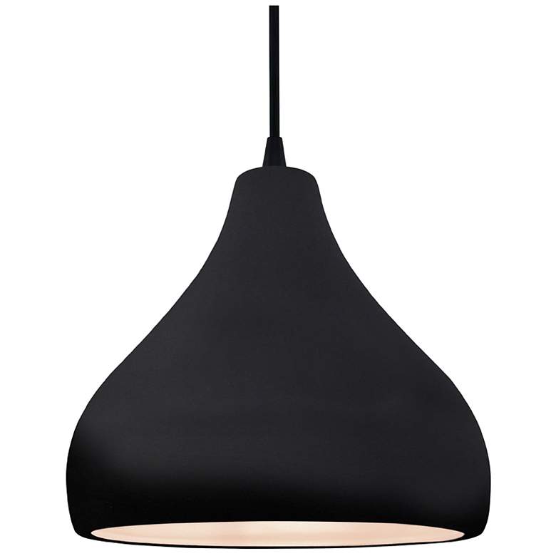Image 1 11.5"W Gloss Black Frame Matte Black Droplet Black Cord LED Pendant