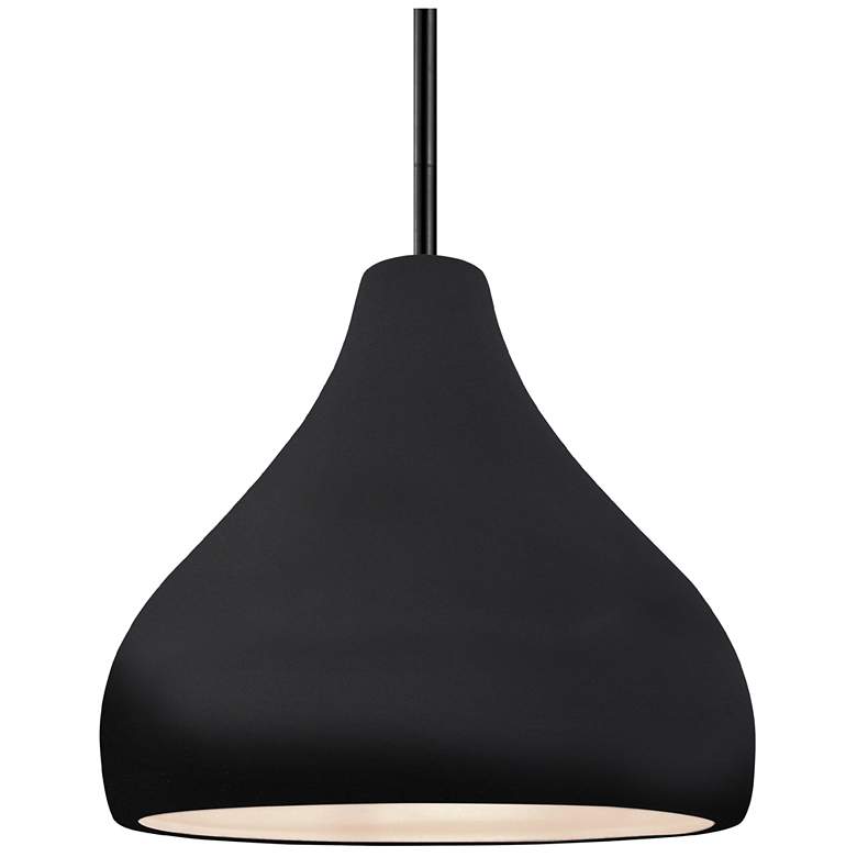 Image 1 11.5"W Gloss Black Frame Matte Black Droplet Rigid Stem Kit Pendant