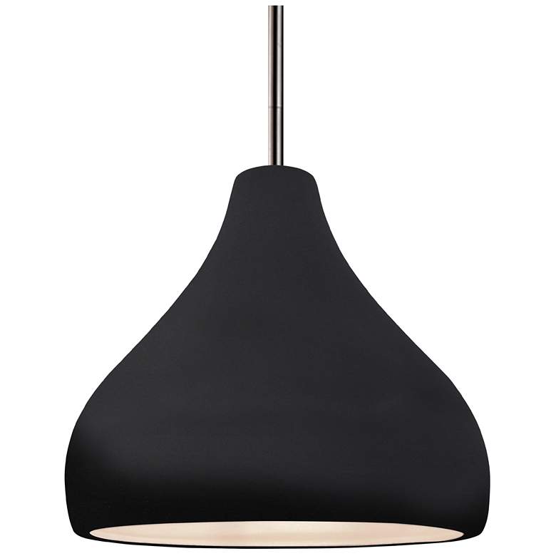 Image 1 11.5"W Gloss Black/White Frame Nickel Droplet Rigid Stem Kit LED Penda