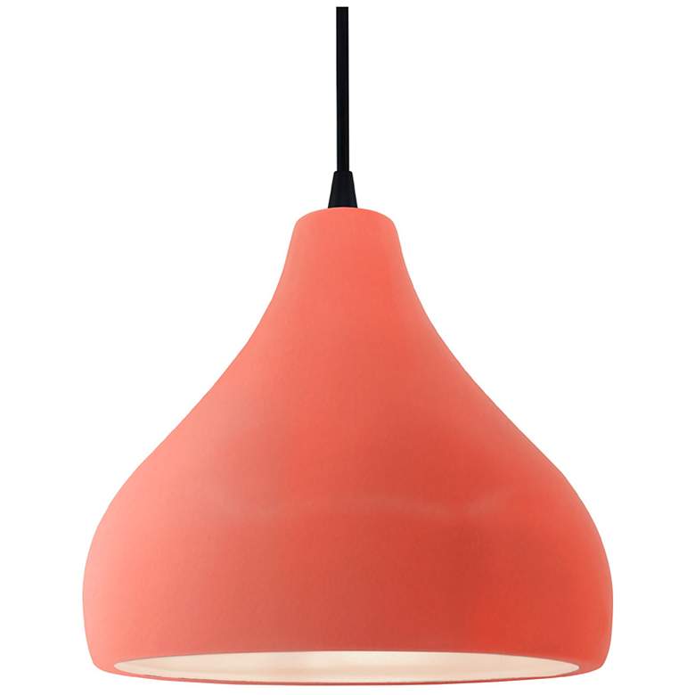 Image 1 11.5"W Gloss Blush Frame Matte Black Droplet Black Cord LED Pendant