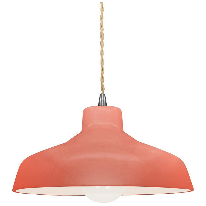 Image 1 11.5"W Gloss Blush Frame Nickel Small Loft Beige Twisted LED Pendant