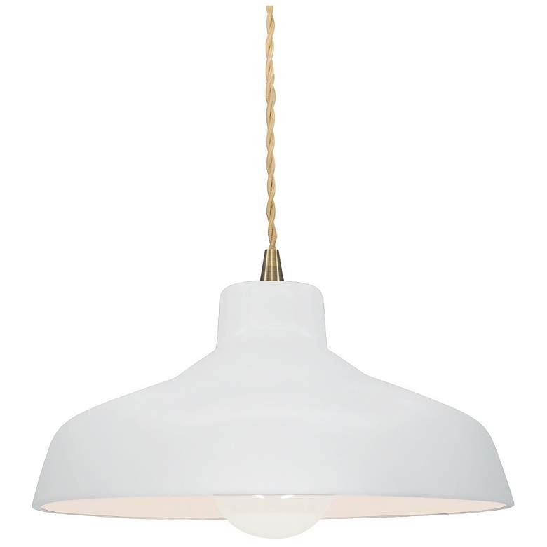 Image 1 11.5"W Gloss White Sided Frame Antique Brass Small Loft Twisted LED Pe