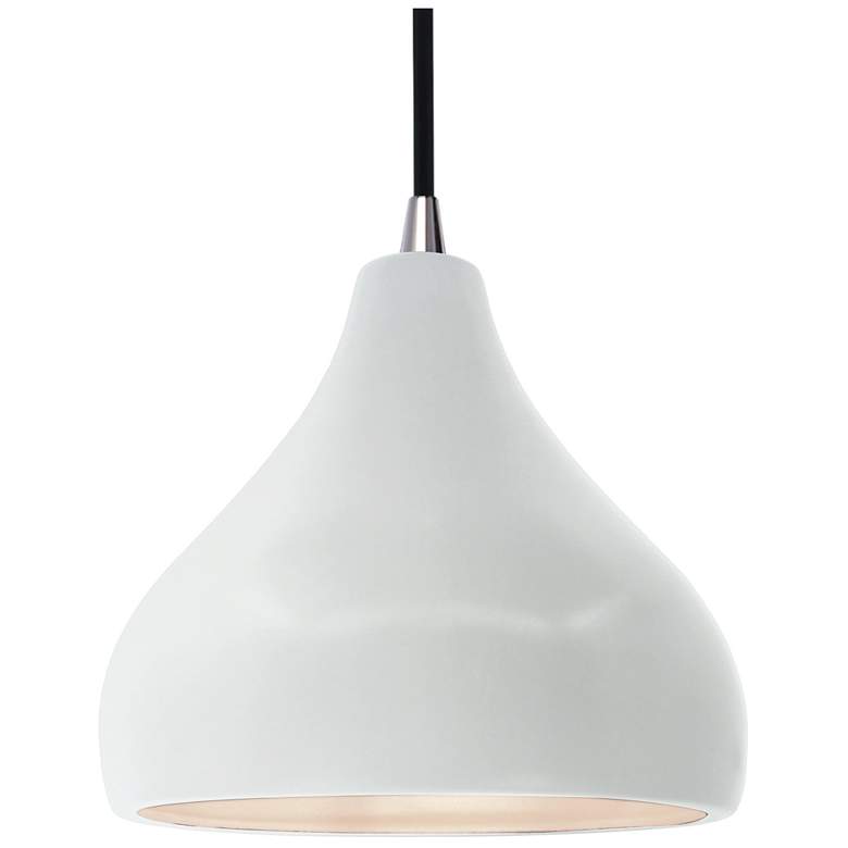 Image 1 11.5"W Gloss White Sided Frame Matte Black Droplet Black Cord LED Pend