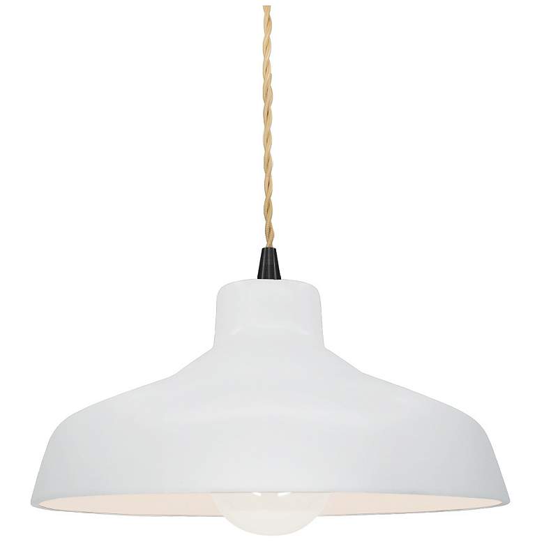Image 1 11.5"W Gloss White Sided Frame Matte Black Small Loft Twisted LED Pend