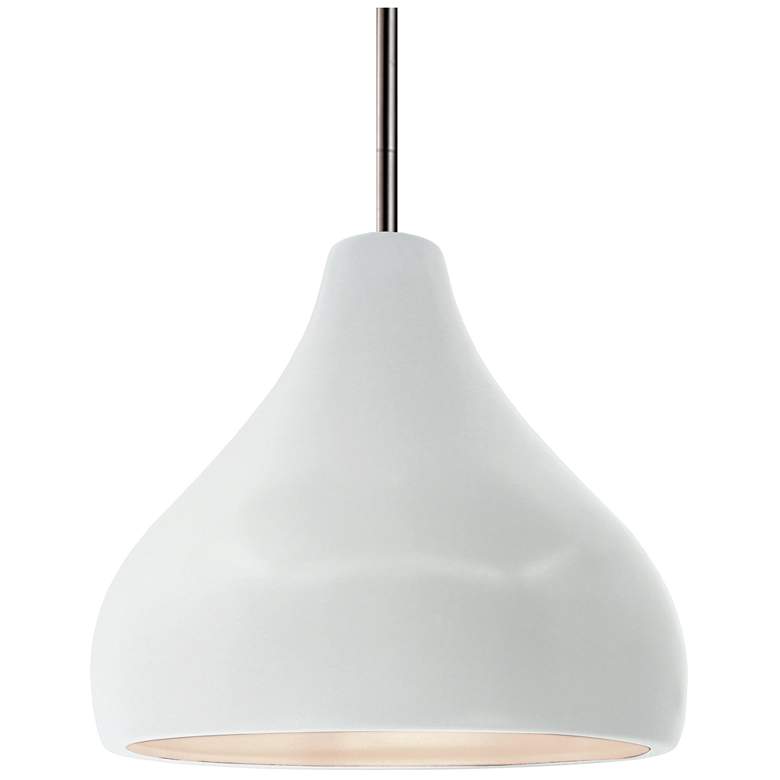 Image 1 11.5"W Gloss White Sided Frame Nickel Droplet Rigid Stem Kit LED Penda