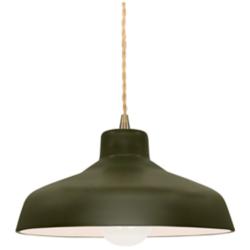 11.5"W Matte Green Frame Antique Brass Small Loft Beige Twisted LED Pe