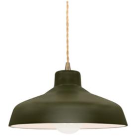 11.5"W Matte Green Frame Antique Brass Small Loft Beige Twisted LED Pe 11.5"W Matte Green Frame Antique Brass Small Loft Beige Twisted LED Pe