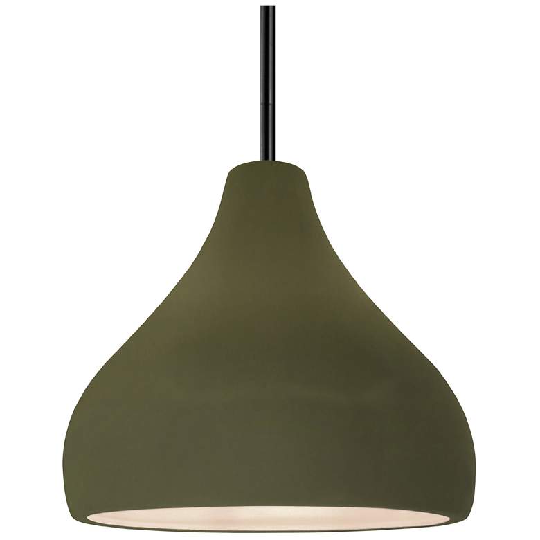 Image 1 11.5"W Matte Green Frame Matte Black Droplet Rigid Stem Kit LED Pendan
