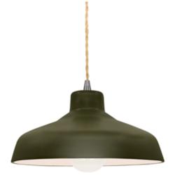 11.5"W Matte Green Frame Nickel Small Loft Beige Twisted LED Pendant