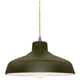 11.5"W Matte Green Frame Nickel Small Loft Beige Twisted LED Pendant 11.5"W Matte Green Frame Nickel Small Loft Beige Twisted LED Pendant