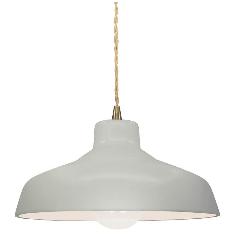 Image 1 11.5"W Matte White Frame Antique Brass Small Loft Beige Twisted LED Pe