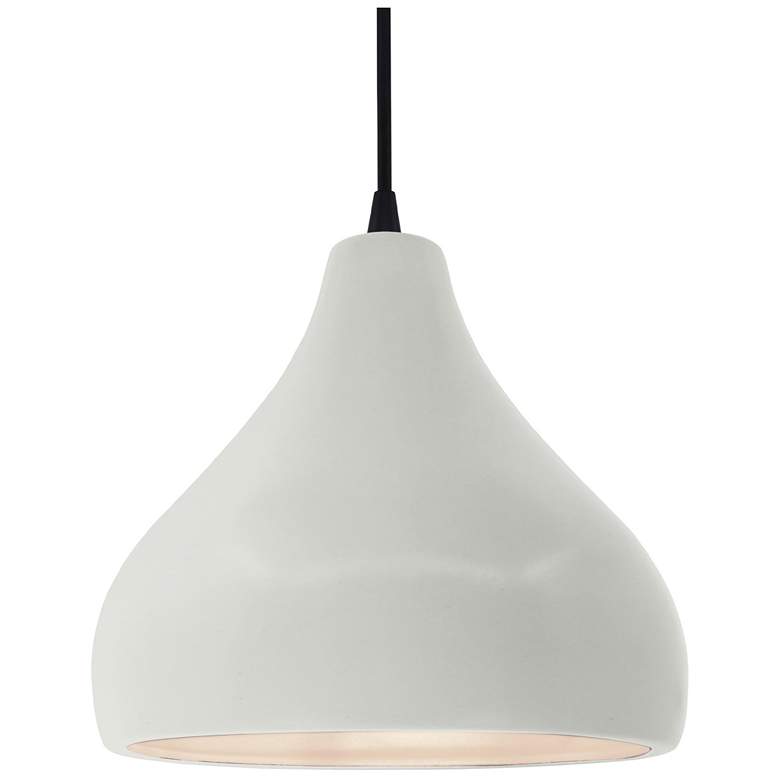 Image 1 11.5"W Matte White Frame Matte Black Droplet Black Cord LED Pendant