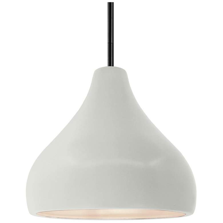 Image 1 11.5"W Matte White Frame Matte Black Droplet Rigid Stem Kit LED Pendan